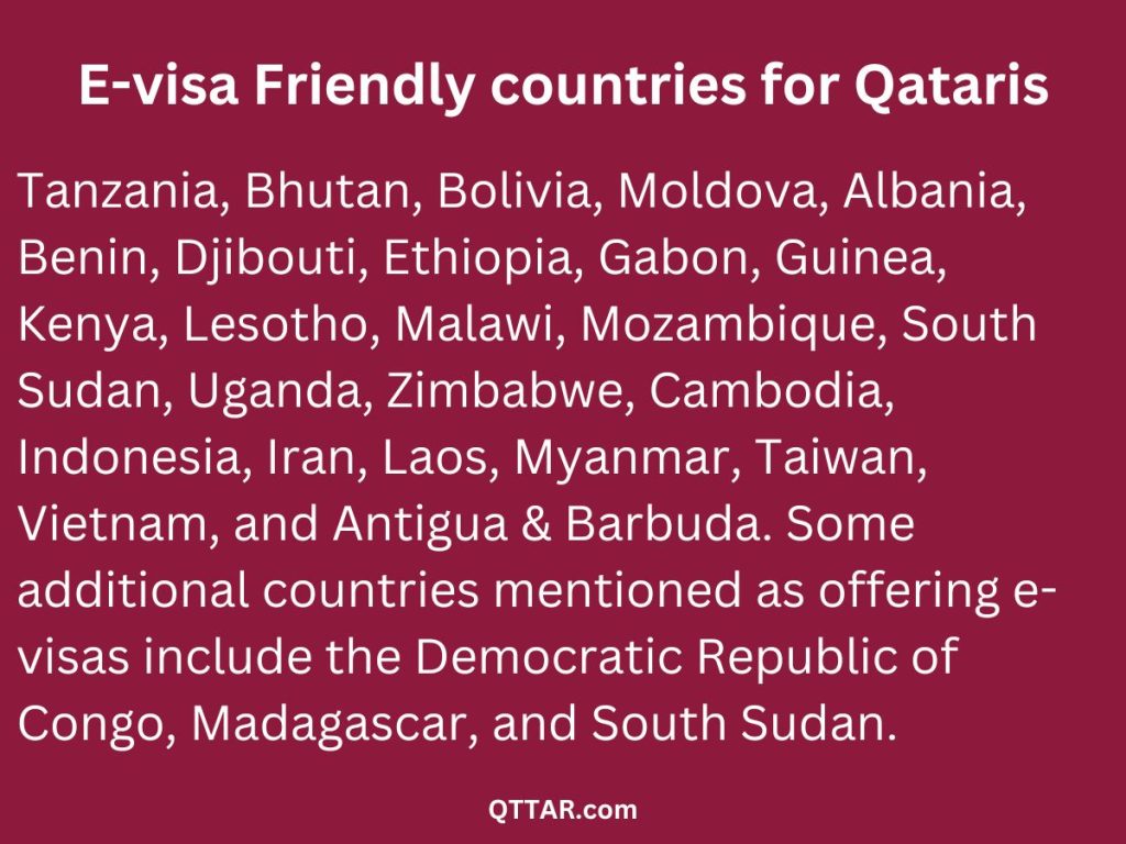 E-visa Friendly countries for Qataris