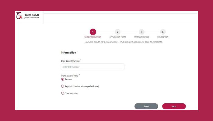 Health Card renewal Hukoomi portal