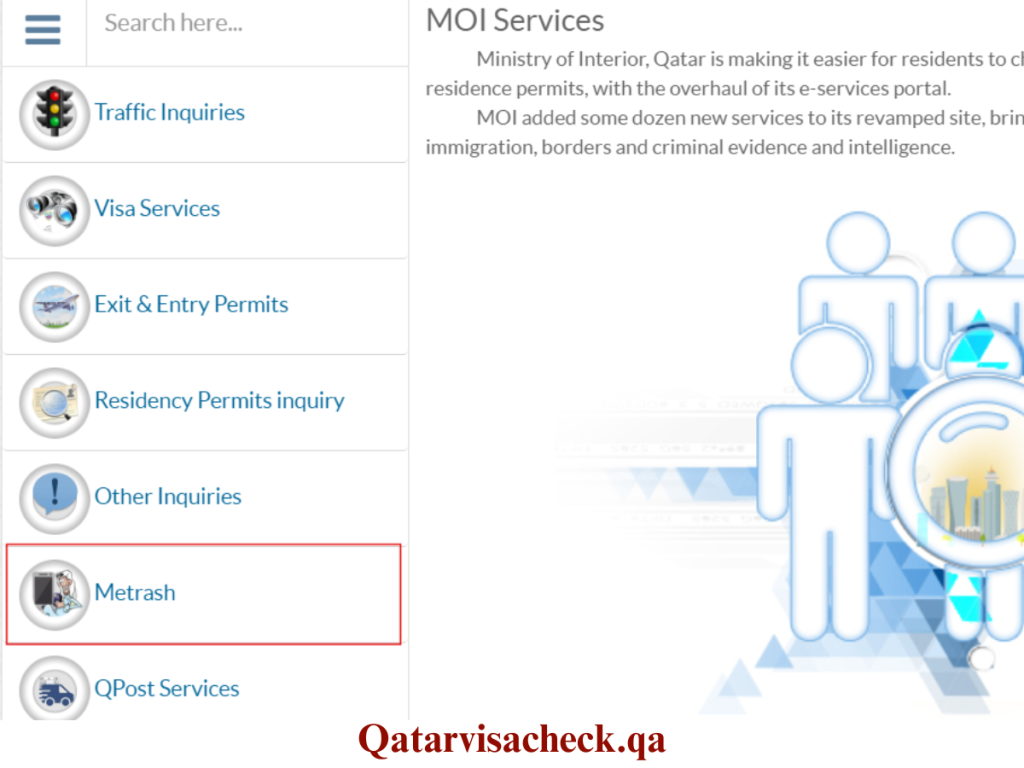 How to select metrash from moi services