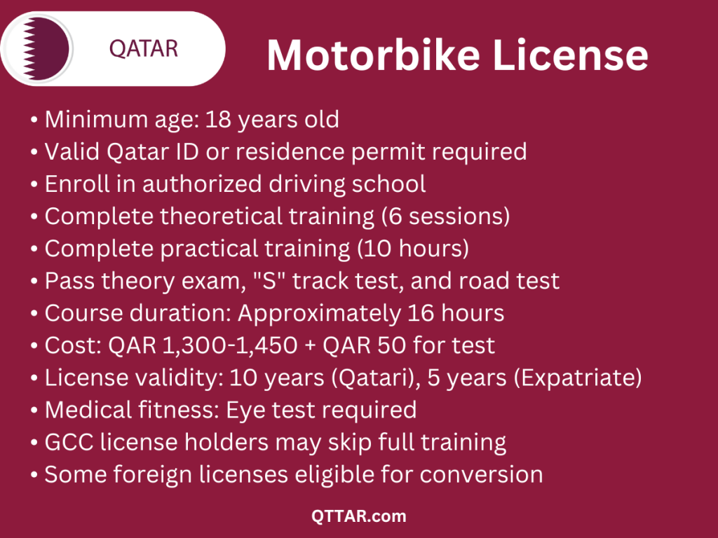 Method to get motorbike license in qatar