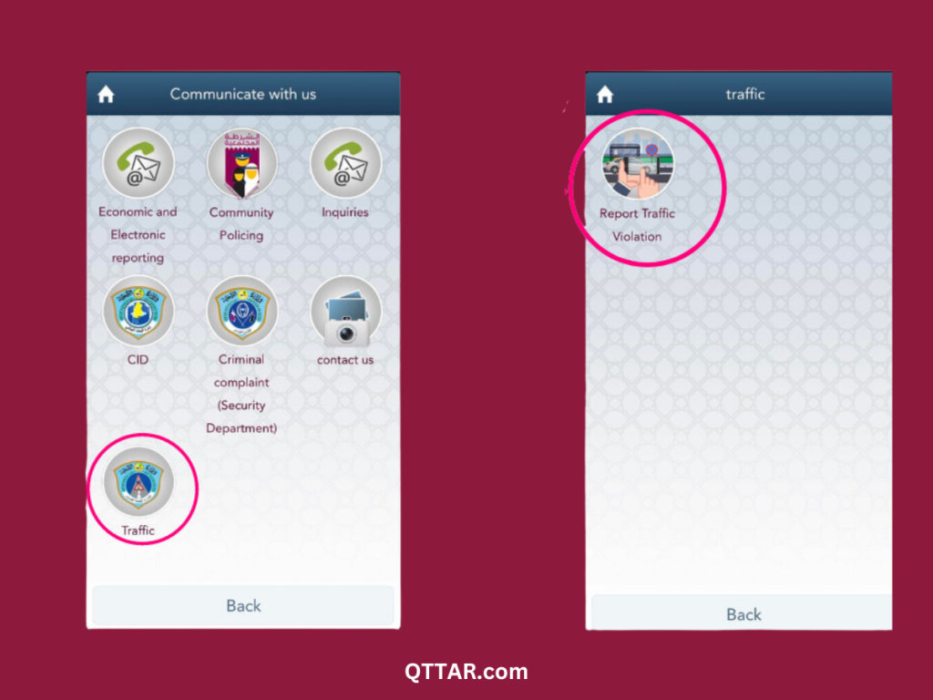 Select Traffic and report violation Metrash app qatar