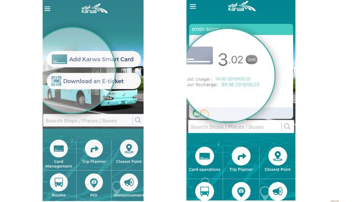 Karwa Bus app for recharging card