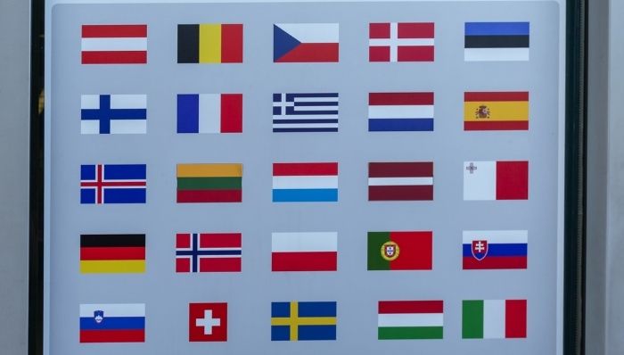 Schengen countries flags