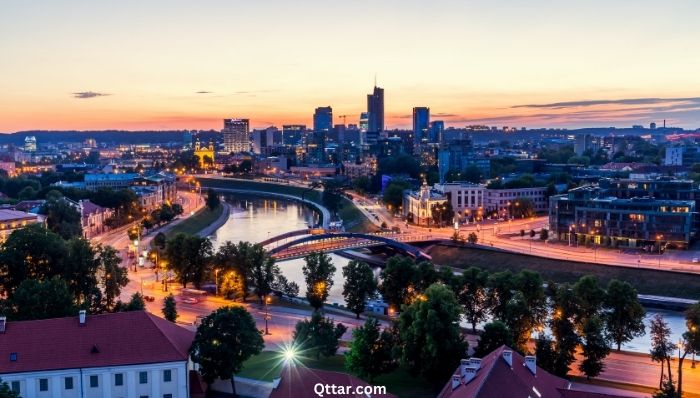 Night Vilnius, Lithuania